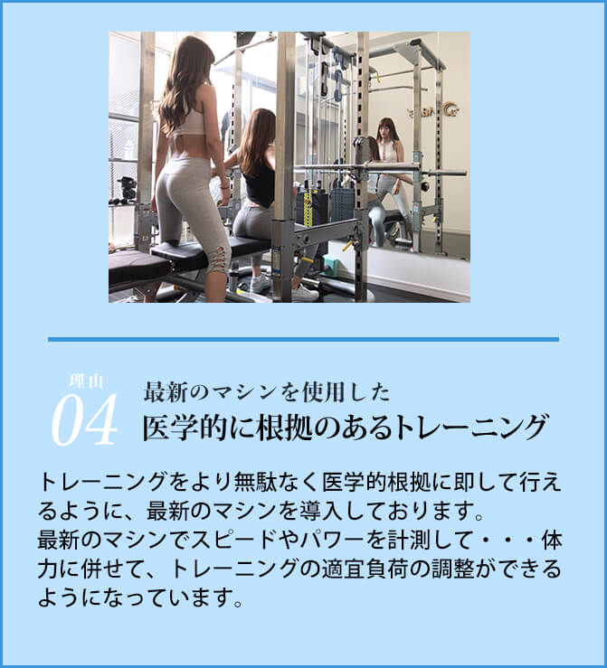 最新のマシンを使用した医学的に根拠のあるトレーニング